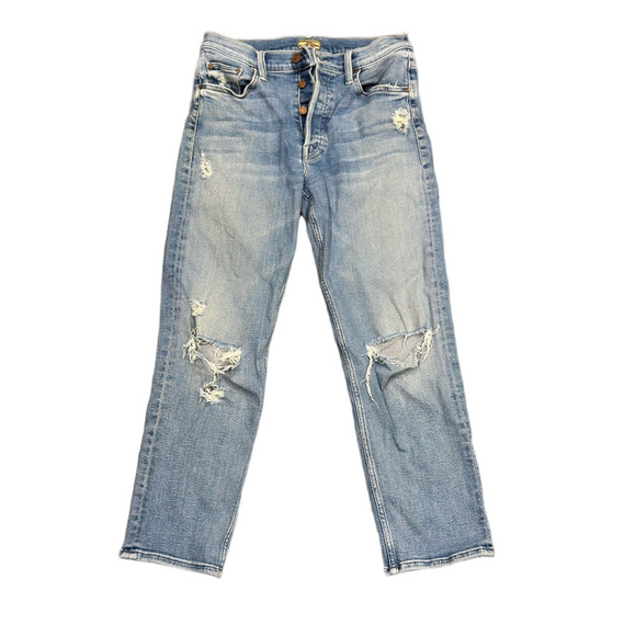 MOTHER Denim - MOTHER Relaxed Distressed Light Blue Jeans
